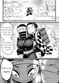 big breasts black and white black clothing blush breast grab  breast play demon slayer female kakushi kamado tanjirou kimetsu no yaiba  male mask nesz 