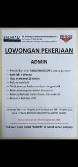 Jadi ada yang mengatakan pekerjaan helper ini merupakan pekerjaan yang sifatnya membantu dalam segala hal periapan untuk kebutuhan perusahaan. Lowongan Helper Dan Admin Pt Balaraja Distribusindo Raya Wings Juli 2019 Serangid