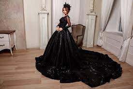 Big Salegothic Black Wedding Dress Ball Gown Crystal Etsy In 2021 Black Wedding Dresses Ball Gowns Ball Dresses