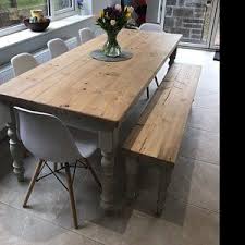 Farmhouse Dining Table With Reclaimed Wood Top And Matching Etsy Farmhouse Dining Table Grey Dining Tables Long Dining Table