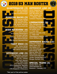 pittsburgh steelers 2018 official 53 man roster after final