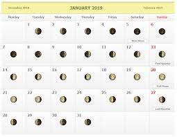 January 2019 Moon Phases Calendar Moon Schedule Full Moon