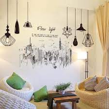 Teetering on the edge between functional common curtains and abstract art, american artist eva lewitt's colorful 'untitled' curtains are a lesson in whimsical design. Hanging Lamps City Buildings Modern Style Wall Stickers Chandelier Wall Art Wall Stickers Living Room Room Wall Painting