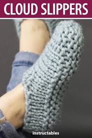 Get free knitting patterns at; Cloud Slippers Knitted Slippers Pattern Knit Slippers Free Pattern Easy Knitting Projects