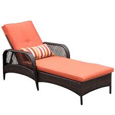 Luxury Reclining Brown Wicker Chaise Lounge Chair Outdoor Patio Yard Furniture All Weather With Cushions And Pillow Wicker Chaise Lounge Lounge Chair Outdoor Chaise Lounge Chair