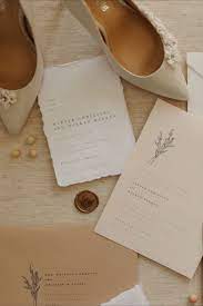 Blush Neutral Wedding Invitation With Peach Details With White Pointed Wedding Shoes Peachy Keen C Neutral Wedding Invitation Macrame Wedding Neutral Wedding