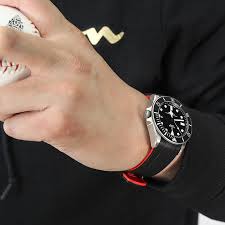 Black And Red Watch Straps 22mm Crafter Blue Dual Color Red Black Rubber Curved Lug Watch Strap For Tudor Pelagos 25500tn Pvd Black Buckle Watch Bands Metal Watch Bands Watch Strap