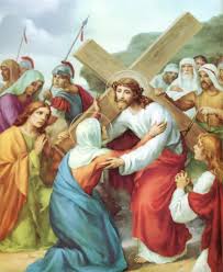 Resultado de imagen para Jesucristo conducido con la cruz en sus hombros por las calles de Jerusalem al suplicio del Calvario.
