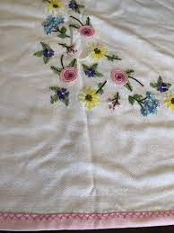 Women's handmade vintage wool blanket teal floral jacket cape plus sz 3xl 20 22. Vintage Hand Embroidered Wool Blanket Floral Flowers Ivory Pink Retro Lap Throw Embroidery Kits Hand Embroidered Vintage Embroidery