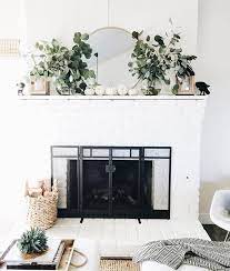 White Painted Brick Fireplace White Brick Fireplace Fall Home Decor Fall Fireplace