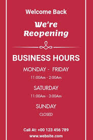 We Are Reopening And Business Hours Poster Design Template In 2020 Poster Design Design Template Templates