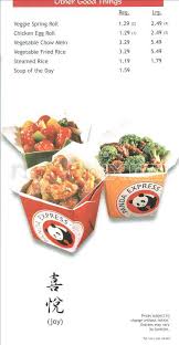 online menu of panda express, manor, tx