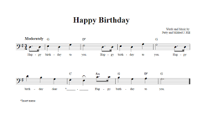 This quality range of gifts includes kitchenware stationary gift wrap greeting cards and muchmore. Happy Birthday Bass Clef Instrument Sheet Music Lead Sheet With Chords And Lyrics