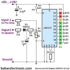 Skema modul lampu natal : Skema 10 Led Vu Display Ic Lm3915 Bahar Electronic
