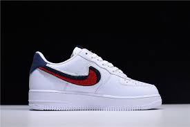 Buy Nike Air Force 1 Low 07 Lv8 Chenille Swoosh White University Red Blue Void 823511 106 Nike Nike Air Force Nike Air