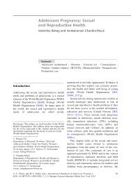 Pdf Adolescent Pregnancy Sexual And Reproductive Health
