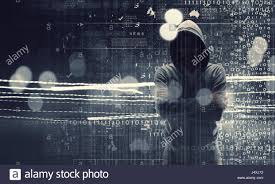 Hacker Man In Hoodie Against Networking Media Background 3d Stock Photo Alamy