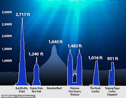 It rises to a height of 1,250 feet (381 m) and was the first skyscraper of such great vertical dimension. Great Barrier Reef Massive Underwater Coral Skyscraper Is Taller Than The Empire State Building Daily Mail Online