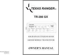 tr 286 am ssb cb transceiver user manual ranger