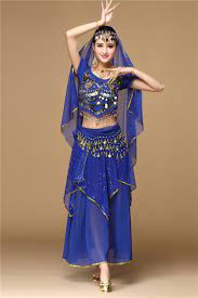 الترتر الهندي ملابس رقص 4 قطعة مجموعة مثير القبلية الرقص ازياء النساء ملابس  الرقص ملابس الرقص الشرقي - AliExpress