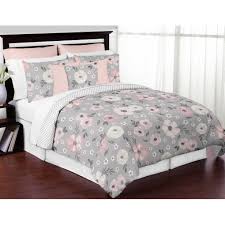 Simple and classic, patterned and pretty or comfy, cozy and billowy, a great comforter is. Grey Watercolor Floral Girl 3pc Full Queen Comforter Set Blush Pink Gray White Shabby Chic Rose Flower Polka Dot Farmhouse Overstock 31453537