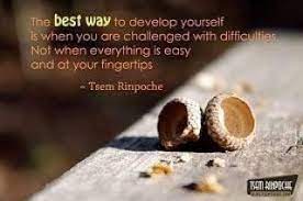 发展自己的最好方法是当你面临困难时 而不是当一切都很容易 而且在你指尖的时候 tsemrinpoche 即使跌倒一百次 也要一百零一次地站起来 困难是欺软怕硬的 你越畏惧它 它愈威吓你 你愈不将它放在眼里 它愈对你表示恭顺 daily quotes positive challenges