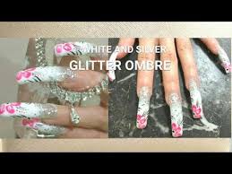 Long Full Tip Ombre White And Glitter Acrylic Powder With Flower Nail Art Design Youtube A wide variety of pink and white nails acrylic options are available to you, such as brush material, material, and use.