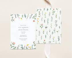 Botanical Wildflower Meadow Wedding Invitation Template Hand Drawn Floral Watercolor Rustic Editable Templett Instant Download Printable Botanical Wedding Invitations Wedding Invitation Templates Wedding Invitations