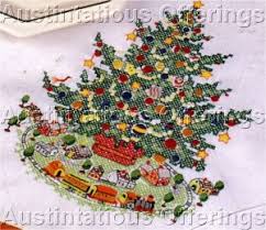 This ruffled mini tree skirt is only 12 inches in diameter, to fit a small, tabletop tree. Rare Pfaltzgraff Christmas Heritage Train Tree Skirt Cross Stitch Kit