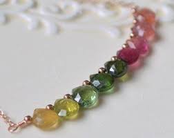 collier de pierres precieuses tourmaline rose et bleu vert indicolite teal rangee pierre de naissance octobre bijoux en or livraison gratuite tourmaline necklace october birthstone jewelry yellow gemstones