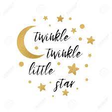 Twinkle Twinkle Little Star Text With Cute Gold Star And Moon Baby Girl Shower Cards Twinkle Twinkle Little Star Little Star