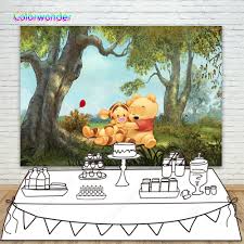 Napkins come in shades of blue for a boy's first birthday pages with related products. Winnie Pooh 1st Birthday Party Backdrop Cartoon Green Tree Forest Red Balloons Baby Shower Newborn Photography Background Banner Buy At The Price Of 3 80 In Aliexpress Com Imall Com