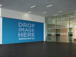 Placeit Horizontal Wall Banner Mockup At A Mall Entrance In 2020 Wall Banner Banner Print Mockup