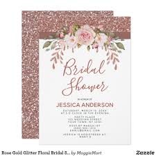 Rose Gold Glitter Floral Bridal Shower Invitation Zazzle Com Gold Bridal Shower Invitations Rose Gold Bridal Shower Floral Bridal Shower Invitations