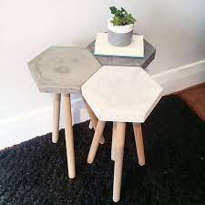 Concrete Hexagon Industrial Side Table Concrete Diy Concrete Crafts Decor