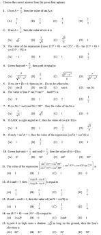Class 10 Important Questions For Maths Introduction To Trigonometry And Its Applications Aglasem Schools
