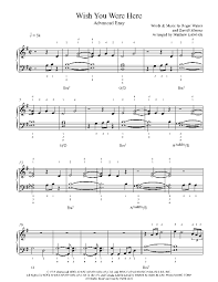 Wish You Were Here By Pink Floyd Piano Sheet Music Advanced Level Piano Sheet Music Sheet Music Piano Sheet