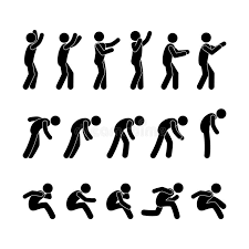 Icono De Hombre En Movimiento Conjunto De Pictogramas De Siluetas Humanas Figura De Palo Ilustracion Del Vector Ilustracion De Gente Humano 166492943