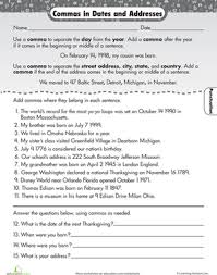 Perfect Punctuation Commas In Dates And Addresses Worksheet Education Com Punctuation Worksheets 3rd Grade Reading Writing Units