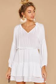 Somewhere New White Dress White Flowy Dress Long Sleeve White Dress Short Flowy Dress Short