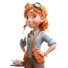 3d rendering of a cute cartoon girl with a pilot hat and goggles