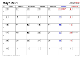 Consulta aquí el calendario mensual de mayo del 2019. Calendario Mayo 2021 Calendarpedia