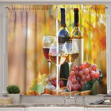 Ambesonne Wine Kitchen Curtains