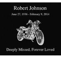 Motorcycle Laser-Engraved Plaque Black Granite Memorial