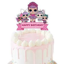 Disney frozen birthday cake, miss cupcakes. Cake Pink Decorations For Bday Theme Party Happy Birthday Cake Toppers Lol Cake Topper Single Side 1 Count Cake Cupcake Toppers Kitchen Dining Rayvoltbike Com