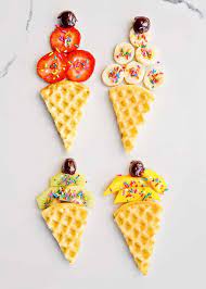 Waffle Fruit Ice Cream Cones In 2021 Fruit Ice Cream Fruit Ice Cream Cones Banana Ice Cream Cone