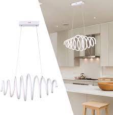 Save on top brands · earn reward points · save with coupons Chying Modern Kitchen Island Led Chandeliers Creative Spiral Retractable Full Lighting Pendant Lights 50w Cool White 6500k Ceiling Fixture Adjustable Lamp For Foyer Living Room Dining Room Bar Amazon Com
