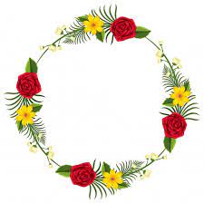 Round Border Template With Yellow And Red Flowers Premium Vector Red Flowers Border Templates Round Border
