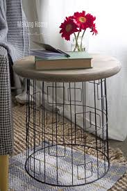 Diy Accent Table From A Wire Laundry Basket Diy End Tables Accent Table Home Decor