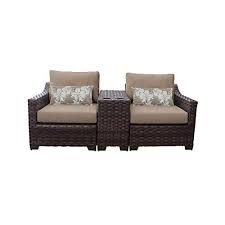 Tk Classics Kathy Ireland River Brook 3 Piece Wicker Patio Furniture Set 03b In Wheat Wicker Patio Furniture Set Wicker Patio Furniture Patio Furniture Sets